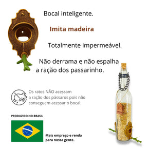 CasaOvo Beija-flor Marrom + Comedouro Vinho Verde