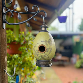 CasaOvo Beija-flor Verde + Comedouro Vinho Branco